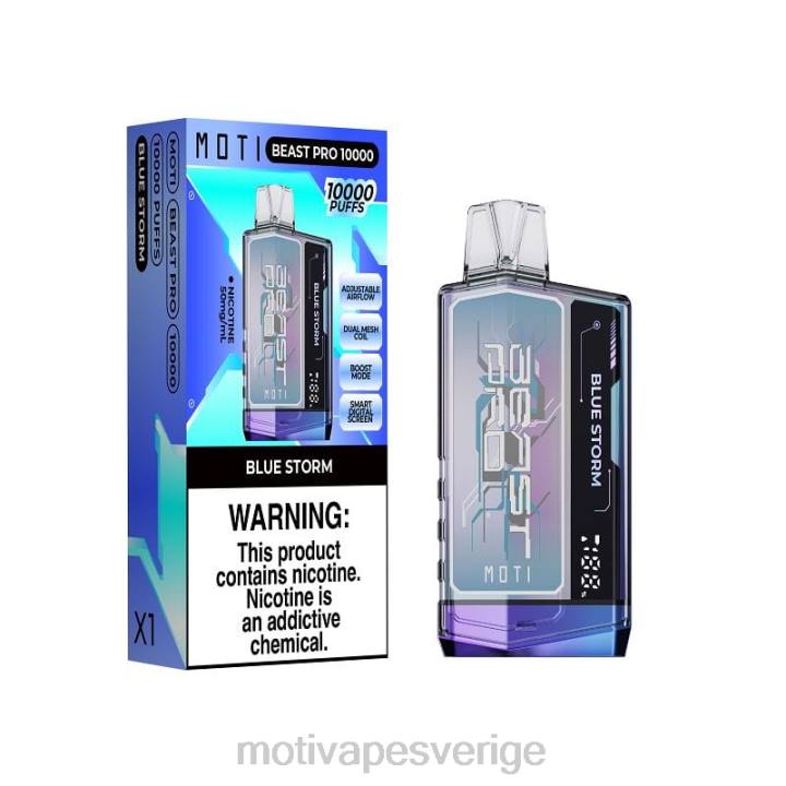MOTI Vape Disposable Sverige - MOTI Beast Pro engångsvape (5 %, 10 000 bloss) DR2V38 blå storm