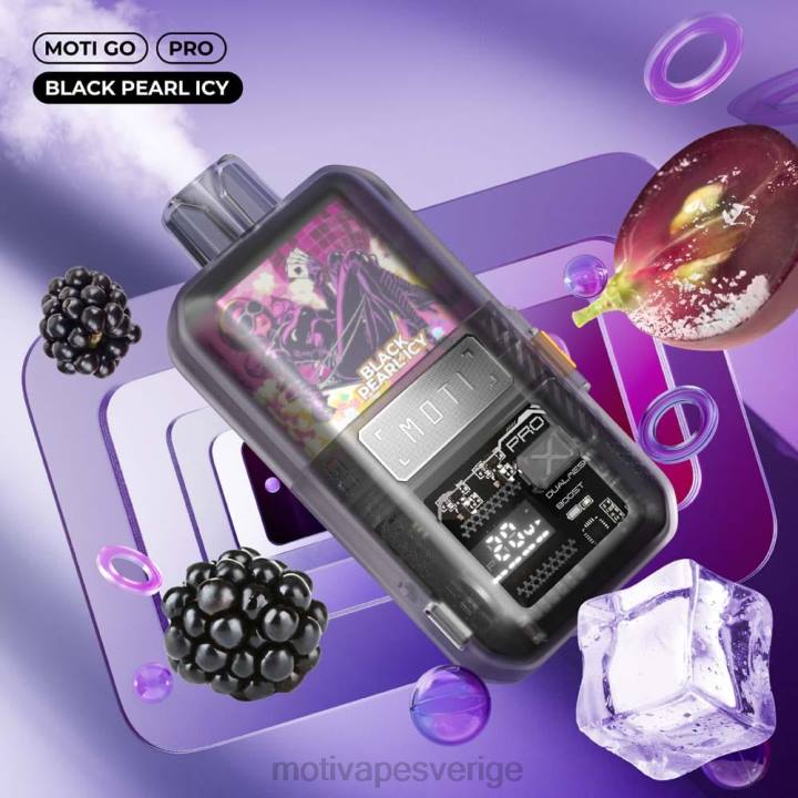 MOTI Vape Stockholm - MOTI Go Pro engångsvape (5%, 12000 bloss) DR2V12 svart pärla isig